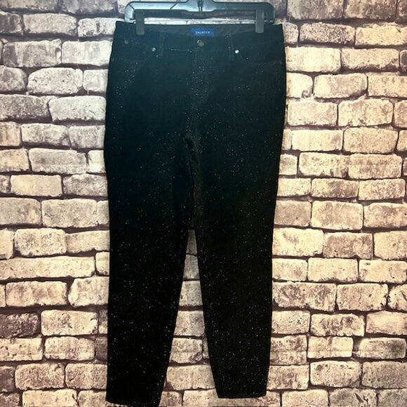 Talbots Black & Silver Corduroy Ankle Pants Size 6 - Picture 1 of 9